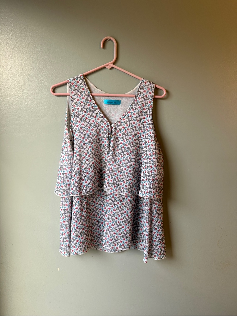 Buttons Floral Tiered Tank Top Sleeveless Cottagecore Boho Fairy Festival